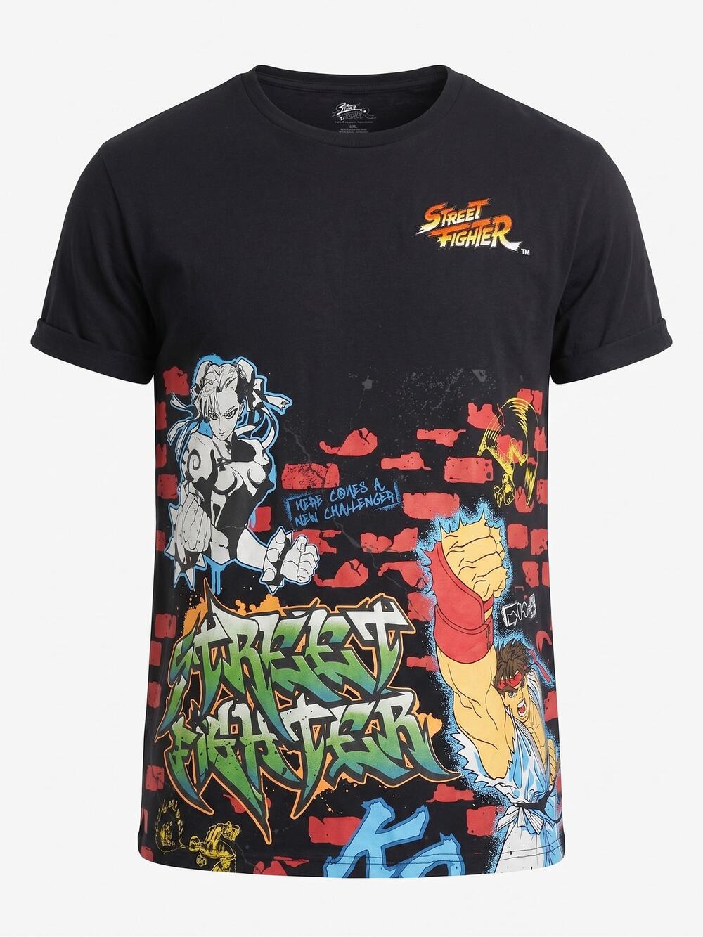 Street Fighter Graphic Tee Ryu Chun Li Brick Print Graphic  XL
